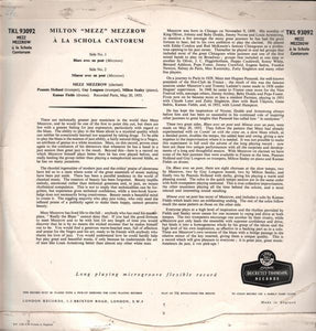 Mezz Mezzrow : Á La Schola Cantorum (LP, Album)