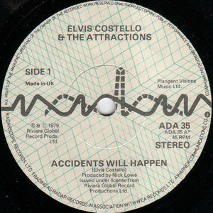 Elvis Costello & The Attractions : Accidents Will Happen (7", Single, Sol)