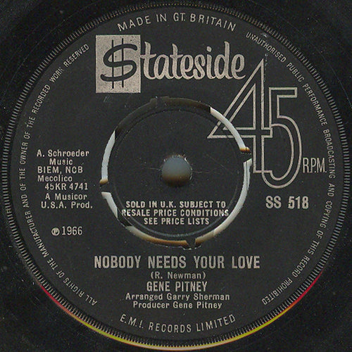 Gene Pitney : Nobody Needs Your Love (7