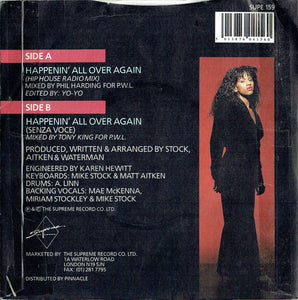 Lonnie Gordon : Happenin' All Over Again (7", Single, Pap)