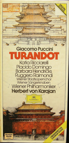 Giacomo Puccini, Herbert Von Karajan, Katia Ricciarelli, Placido Domingo, Barbara Hendricks, Ruggero Raimondi, Wiener Staatsopernchor, Die Wiener Sängerknaben, Wiener Philharmoniker : Turandot (3xCass, Dol + Box)