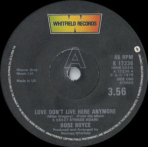 Rose Royce : Love Don't Live Here Anymore (7", Single, Sol)