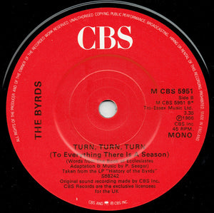 The Byrds : Mr Tambourine Man / Turn, Turn, Turn (7", Single, Mono, RE, RP, Red)