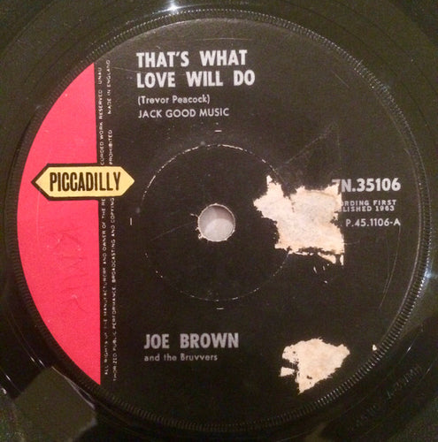 Joe Brown And The Bruvvers : That's What Love Will Do / Hava Nagila (The Hora) (7